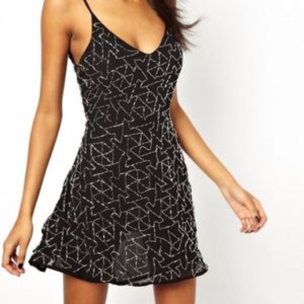 True Decadence Black Beaded Cocktail Dress 4/6